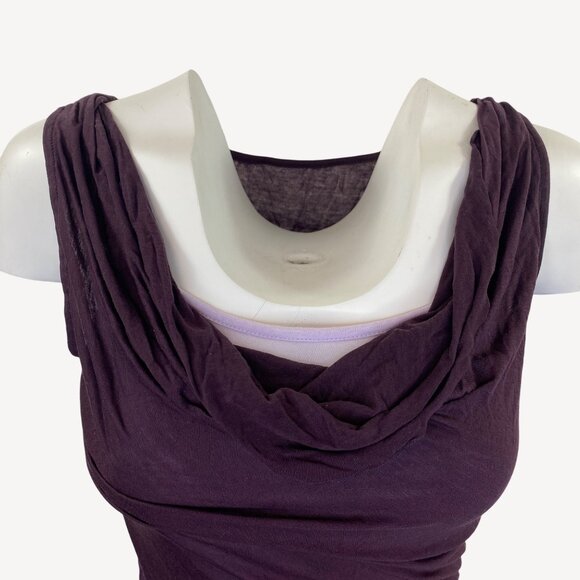 Express Womens Purple Sleeveless Drape Cowl Neck Top Two Layers Size S Small - Picture 5 of 11